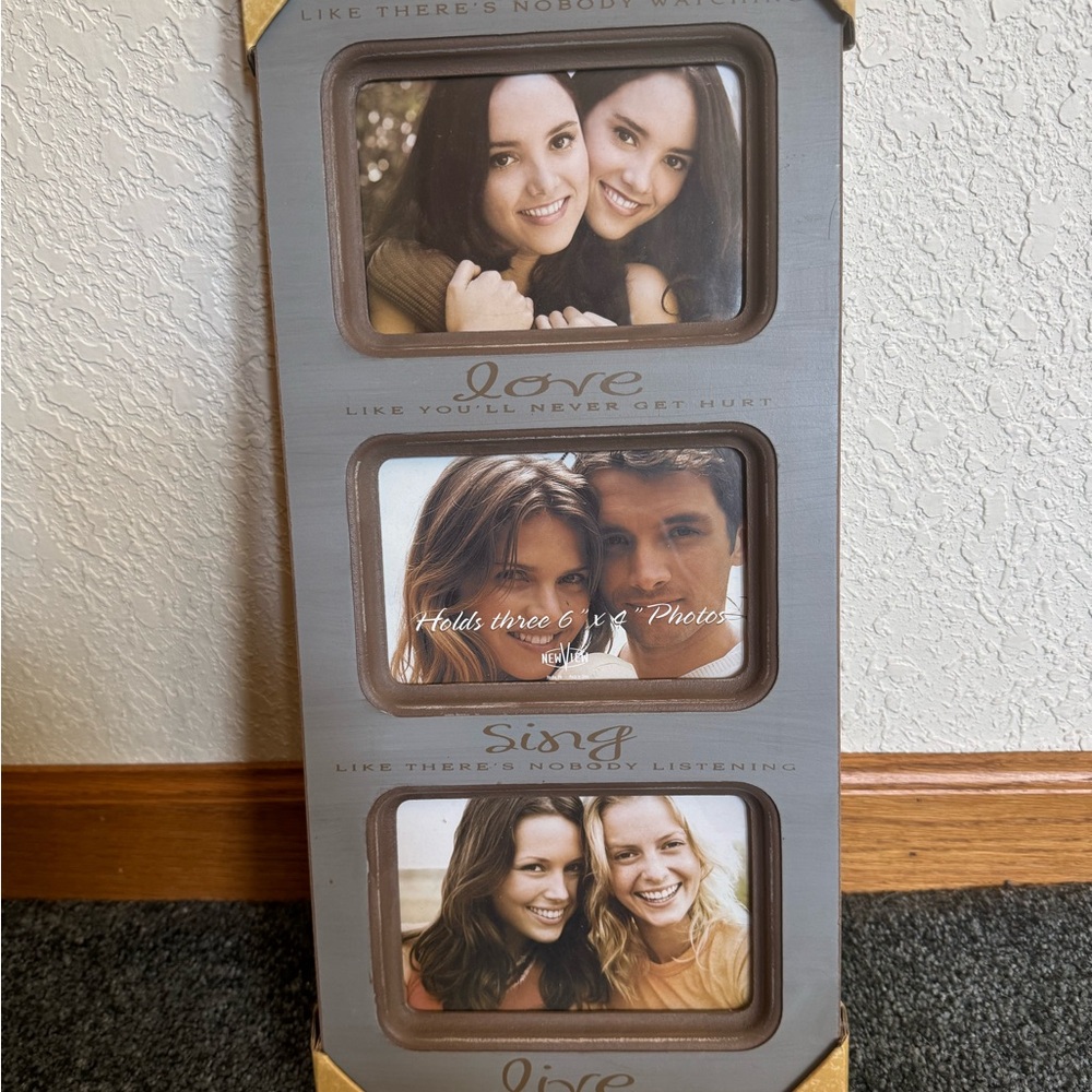 Gray Triple Photo Frame